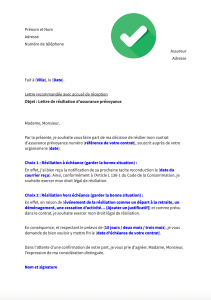 lettre resiliation assurance prevoyance