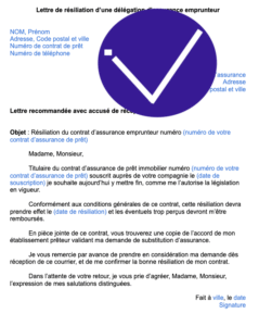 lettre resiliation delegation assurance emprunteur